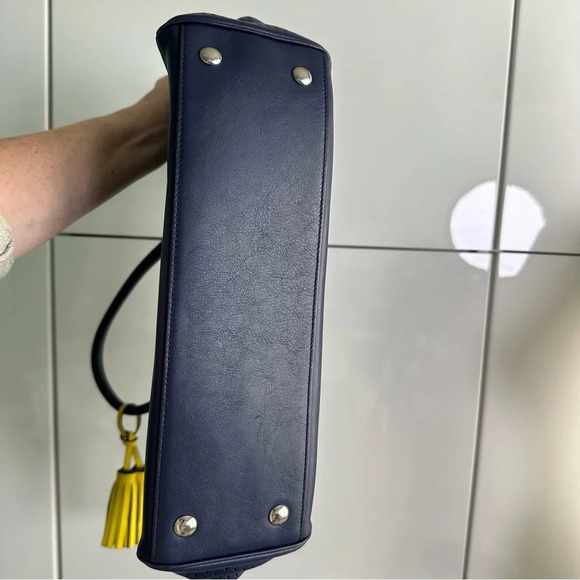 COACH Y2K Legacy Carryall Tote Navy Blue Citrine Perforated Shoulder Bag 22390 - Picture 12 of 15